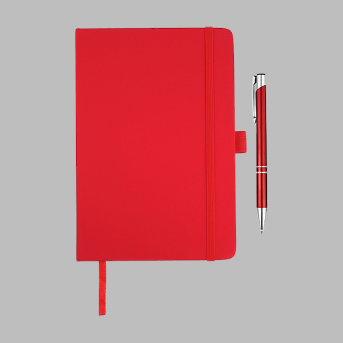 [R STAN 250118] A5 PU Economic Notebook and pen Red  