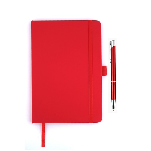 [R STAN 250118] A5 PU Economic Notebook and pen Red  