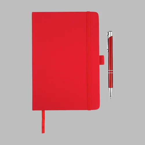 A5 PU Economic Notebook and pen Red  