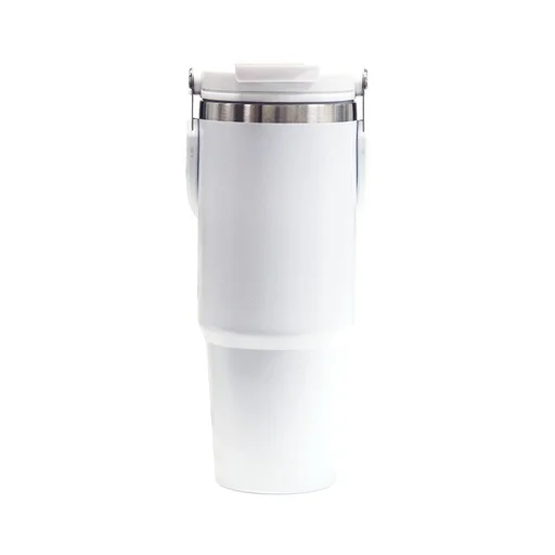 Tumbler with Handle and Sipper White-900ml 