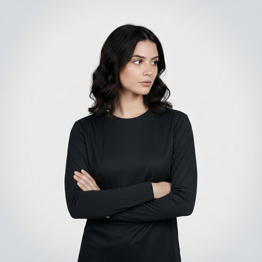 AGGERT Round Neck Full sleeve T-Shirt SUPIMA MERCERISED Cotton 200 GSM Black - Women