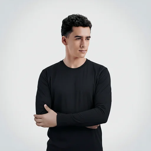 AGGERT Round Neck Full sleeve T-Shirt SUPIMA MERCERISED Cotton 200 GSM Black