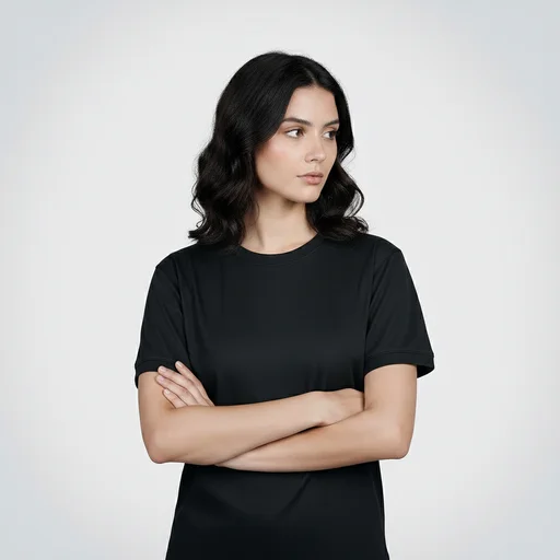 AGGERT Round Neck T-Shirt SUPIMA MERCERISED Cotton 200 GSM Black - Woman