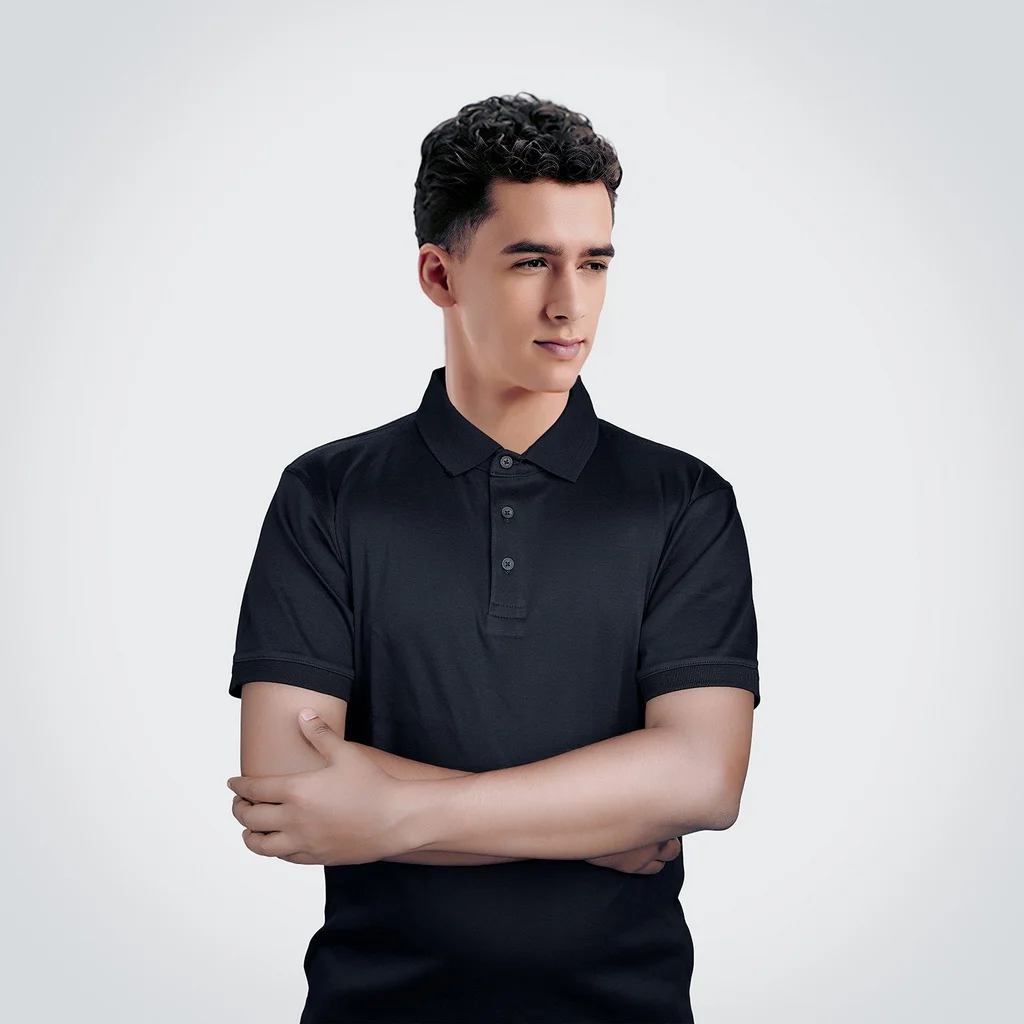 AGGERT Polo SUPIMA MERCERISED Cotton 220 GSM-Black 