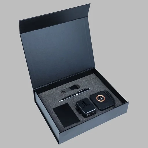 Combination Gift Set - Travel Adapter, Wireless charger with multi cleaning set, Pop up Card Holder ,Pen, Keychain