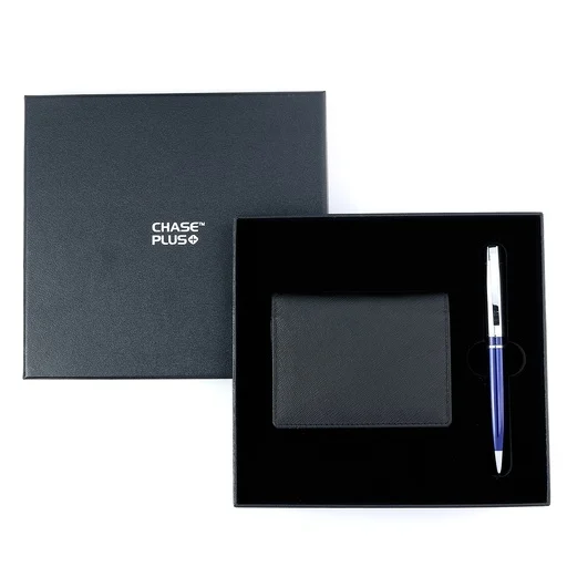 CHASE PLUS Business Gift Set-Glasgow BCH and Kanora Blue Chrome Pen