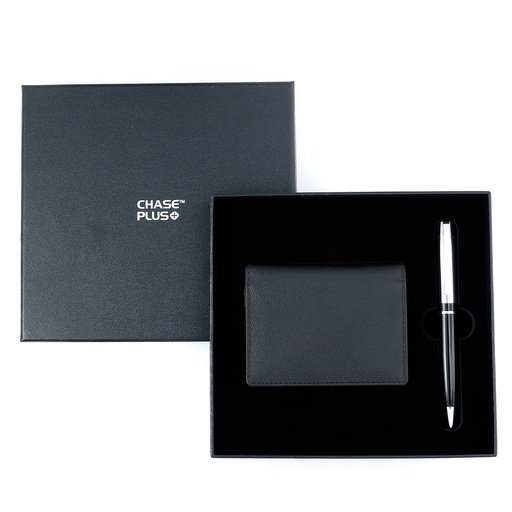 [CMB8852-3] CHASE PLUS Business Gift Set-Glasgow BCH and Kanora Black Chrome Pen