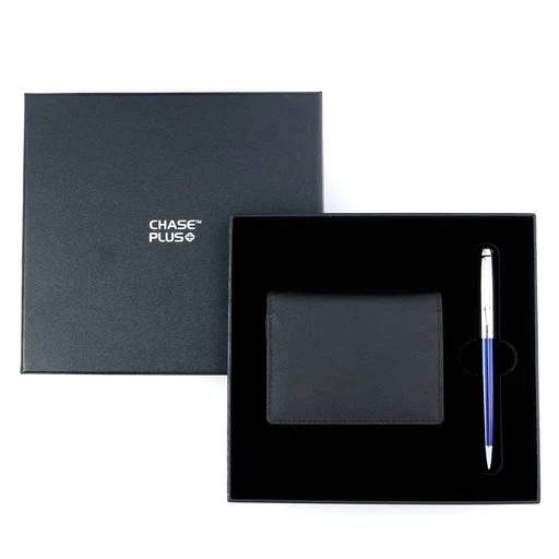 CHASE PLUS Business Gift Set-Glasgow BCH and Libro Blue Chrome Pen