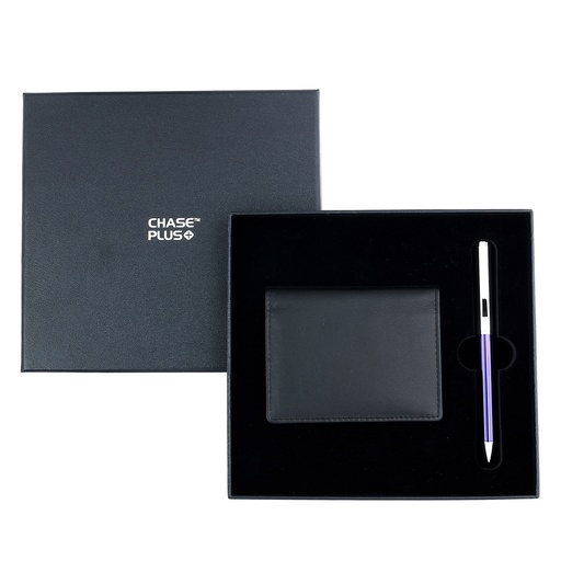 [CMB8840-2] CHASE PLUS Business Gift Set- Premio BCH and Danza Blue Chrome Pen