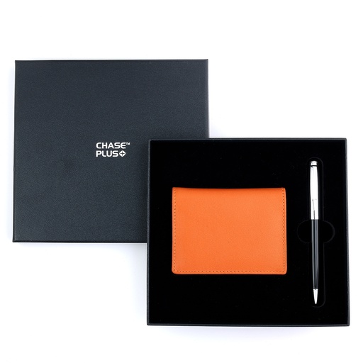 [CMB8846-3] CHASE PLUS Business Gift Set- Bristol BCH and Libro Black Chrome Pen