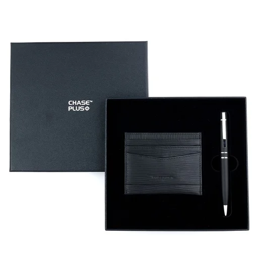 CHASE PLUS Business Gift Set-Retso Credit Card Holder and Kanora Matt Black Pen