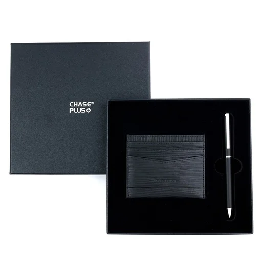 CHASE PLUS Business Gift Set-Retso Credit Card Holder and Danza Matt Black Pen