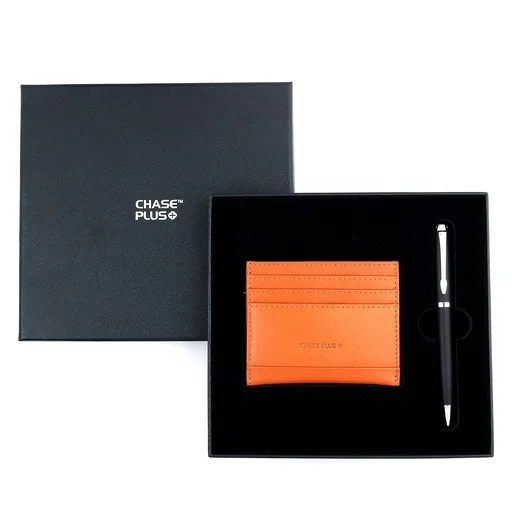  CHASE PLUS Business Gift Set- Bristol Credit Card Holder and Libro Matt Black Pen