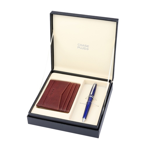 [CMB8889-2] CHASE PLUS Business Gift Set- Oxford Credit Card Holder and Lexer Blue Pen