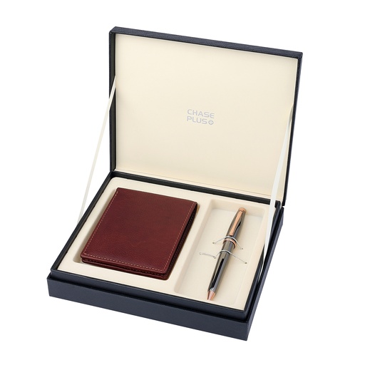 [CMB8830-1] CHASE PLUS Business Gift Set Oxford Men's Wallet and Lexer Gun Metal Pen