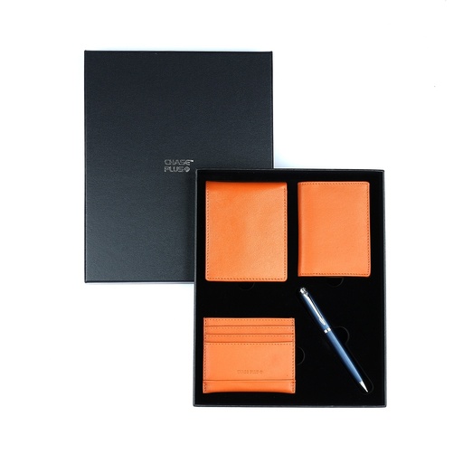 [CMB88914-4] CHASE PLUS Business Gift Set Bristol Men's Wallet, Credit Card Holder, BCH and Libro Matt Blue Pen 