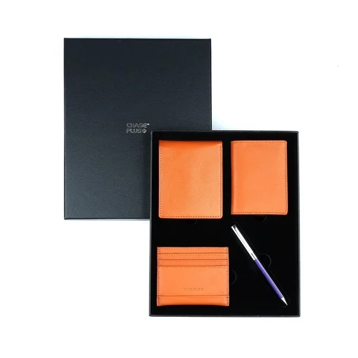 CHASE PLUS Business Gift Set Bristol Men's Wallet, Credit Card Holder, BCH and Danza Blue Chrome Pen 