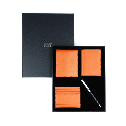 [CMB88915-3] CHASE PLUS Business Gift Set Bristol Men's Wallet, Credit Card Holder, BCH and Danza Black Chrome Pen  