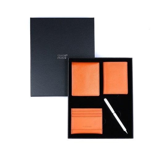 [CMB88915-5] CHASE PLUS Business Gift Set Bristol Men's Wallet, Credit Card Holder, BCH and Danza Matt Silver Pen 